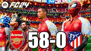 FIFA 24 - RONALDO, MESSI, SPIDER MAN ALL STARS PLAYS TOGETHER | ARSENAL 58-0 Atletico De Madrid