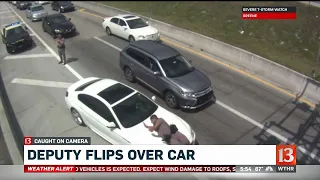 Deputy flips over car in Florida