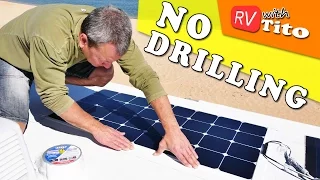 INSTALL FLEXIBLE SOLAR PANEL on RV with NO DRILLING