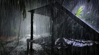 Sleep Instantly Within 2 Minutes with Heavy Rain & Thunder on Ancient Farmhouse in Forest at Night