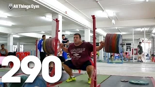Bahador Moulaei Squats up to 290kg 2015 Asian Weightlifting Championships Training Hall