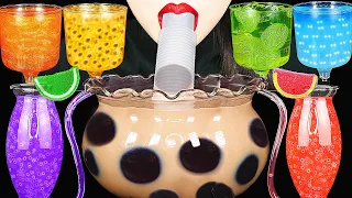 ASMR RAINBOW DRINKS *GIANT BOBA BUBBLE TEA, CANDY, VAMPIRE FROG EGGS TEA, 신기한 물 먹방 DRINKING SOUNDS