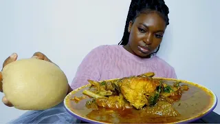 Cook and Eat With Me, delicious palm nut soup + making cassava fufu/ Mukbang