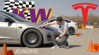 Tesla Model 3 - KW V3 Fahrwerk und Serie im Vergleich: lohnt es sich?