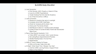 Printable kvCORE Daily Checklist