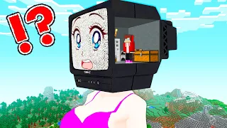 JJ Pranked TV WOMAN with HOUSE in HEAD in Minecraft! Mikey TRY TO SAVE HIM in Village - Maizen