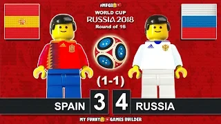 Spain vs Russia 3-4 (1-1) World Cup 2018 Round of 16 (01/07/2018) All Goals Highlights Lego Football