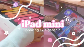 💌 unboxing the pink ipad mini 6 so i can play genshin impact on it | gameplay + some accessories ✦