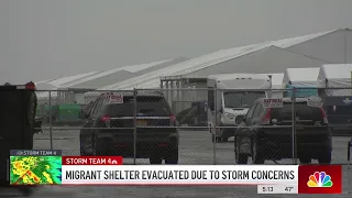 New York City evacuated migrant shelter at Flood Bennett Field in Brooklyn | NBC New York