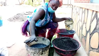 AFRICAN  VILLAGE  GIRL MAKING CHARCOAL BRIQUETTES #VILLAGE LIFE # HOW TO MAKE CHARCOAL BRIQUETTES