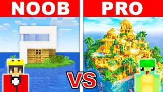 NOOB vs PRO: MODERN ISLAND HOUSE Build Challenge in Minecraft