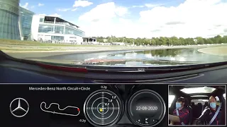 Driving the AMG E63S at Mercedes-Benz World Race track