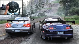 1200HP Toyota Supra & Nissan Skyline R34 GTR CONVOY | Forza Horizon 5 | Steering Wheel Gameplay