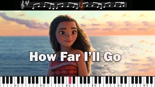 How Far I`ll Go • from Moana • karaoke, guide instrumental, lyrics, sheet music, piano tutorial