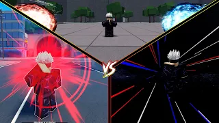 Gojo In The Strongest Battlegrounds vs Sorcerer Battlegrounds and Kaizen Battlegrounds