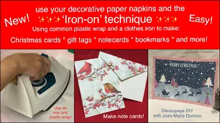 Learn the EASY way to make cards with PAPER  NAPKINS | NO GLUE | use this iron-on DIY!