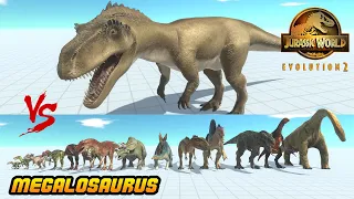 MEGALOSAURUS (JWE2) vs ALL DINOSAURS with HP BAR - Animal Revolt Battle Simulator