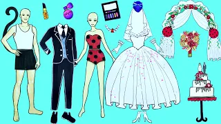 Vestido De Muñeca De Papel - La Boda De Ladybug Y Cat Noir - Woa Doll Español