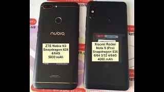 Redmi Note 5 Pro (Snap 636 4000mAh) против ZTE Nubia N3 (Snap 625 5000mAh) просмотр Youtube