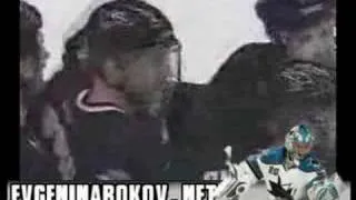 Evgeni Nabokov scores his first NHL goal