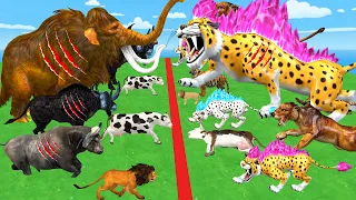 Giant Tiger Zombie 10 Lion Attack Cow Cartoon vs Buffalo Save By  Woolly Mammoth Elephant vs Gorilla
