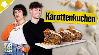 Karottenkuchen | Einfaches Rührkuchen Rezept mit Frischkäse