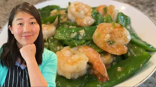 Snow Peas and Shrimp in Garlic Sauce| 15 minutes weekday recipe |雪豆虾仁