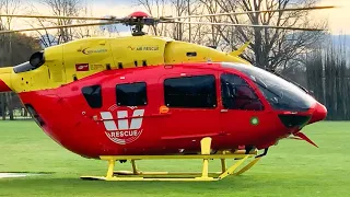 Airbus H145 Rescue Helicopter Takes Off from Park