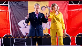 Belgian King Philippe and Queen Mathilde sing along at concert National day