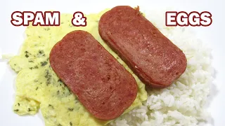Fried SPAM Recipe with Scrambled Eggs - How To Cook SPAM and EGGS - Breakfast Ideas ~ HomeyCircle