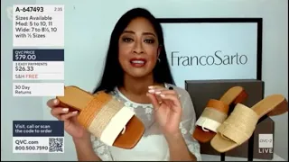 Franco Sarto Loran4 Raffia Block Heeled Slide Sandals on QVC Shoe Shopping w Jane & Jeannette Josue