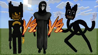 BENDY and the Ink Machine VS. CARTOON CAT VS. SCP Foundation MOD in Minecraft PE