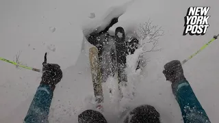 WATCH - Scary moment skier plunges into hidden waterfall: GoPro video