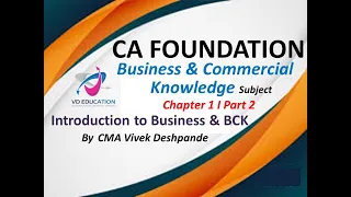 Introduction to Business I Chapter 1 I Part 2 I CA Foundation I Business & Commercial Knowledge