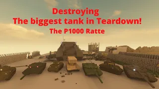 Teardown Destroying the biggest tank in the game! (with small tanks)