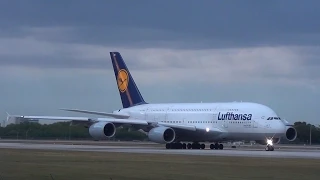 Lufthansa Airbus A380 Takeoff at Miami Int'l Airport