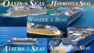 Aerial Drone footage of All 5 Oasis Class Cruise Ships - Wonder, Harmony, Symphony, Allure & Oasis