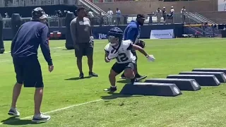 A look at rookie Deuce Vaughn. Cowboys "super tiny" RB first day training camp.