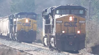 [1u] Full Story of CSX E148-21 Helping Stalled Q616-22, Elberton GA, 01/23/2016 ©mbmars01