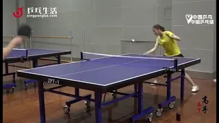 Table tennis pens hold's long Pimple-out  technique demonstration