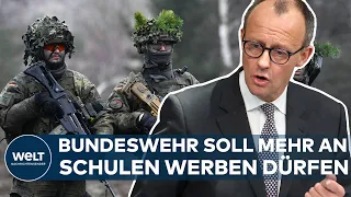 BUNDESWEHR BRAUCHT NACHWUCHS: CDU-Chef Merz fordert ungehinderten Zugang zu Schulen und Forschung