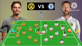 Edin Terzic vs Graham Potter ~ Potential Line Up Dortmund vs Chelsea 4-3-3 vs 4-3-3 Formations