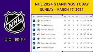 NHL Standings Today as of March 17, 2024| NHL Highlights | NHL Reaction | NHL Tips