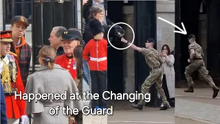 Soldier Rushes to Aid King's Guard During the Changing of the Guard