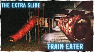 ГОРКА ПОЖИРАТЕЛЬ против ПОЕЗДА ПОЖИРАТЕЛЯ | Train eater vs the extra slide | Тревор Хендерсон и Leo