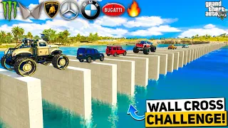 GTA 5: Indian Cars Vs Super Cars Vs Monster Trucks | IMPOSSIBLE WATER WALL RUN  CROSS | GTA 5 MODS!