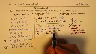 Apply Dot Product to Find a Vector orthogonal to two vectors