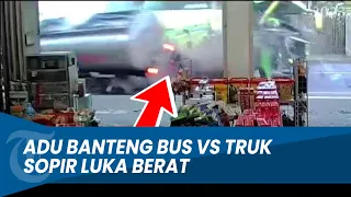 DETIK-DETIK Laka Adu Banteng Bus Vs Truk Tangki di Banyumas, Sopir Luka Berat