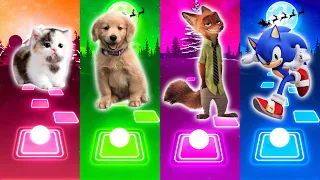 Cute Cats vs Cute Dogs vs Fox vs Sonic  Tiles Hop EDM Rush