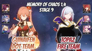 Guinaifen Kafka DoT & Topaz x Himeko Team Memory of Chaos Stage 9 (3 Stars) | Honkai Star Rail